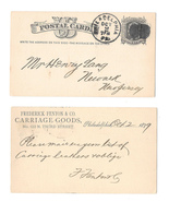 1879 UX5 Phila PA Fancy Cork Cancel Fenton Carriage Leather Henry Lang N... - $9.95