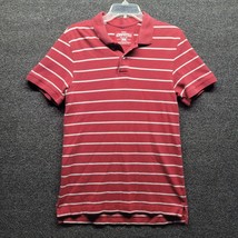 Aeropostale Men&#39;s Sz M Red White Striped Polo Shirt Cotton Golf Casual - £7.99 GBP