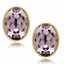 Gold Plated Oval Cut Lavender Crystal Earrings - £11.89 GBP