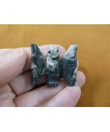 Y-BAT-25) little BAT gray tan bats flying stone gemstone figurine SOAPST... - $12.42 CAD