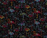 Cotton Flamingos Rainbows Stars Galaxy Black Fabric Print by the Yard D6... - $11.95