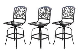 Outdoor bar stools set of 3 swivel patio aluminum furniture Elisabeth Bronze - £1,107.37 GBP