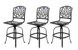 Outdoor bar stools set of 3 swivel patio aluminum furniture Elisabeth Bronze - £1,099.96 GBP