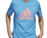 adidas Men&#39;s Short-Sleeve Logo-Graphic T-Shirt Pulse Blue-Coral-Medium - $19.99