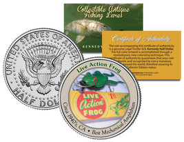 Live Action Frog *Collectible Antique Fishing Lures* Jfk Half Dollar Us Coin Coa - £6.84 GBP