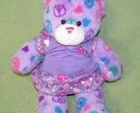 Build A Bear PURPLE PEACE SIGN TEDDY with HOODIE DRESS BFF Plush Stuffed... - $16.20