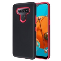 For Lg K51 / Lg Q51 - Black Red Hard Hybrid Armor Non-Slip Phone Case Cover Skin - £15.17 GBP