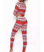 NEW Victorias Secret Pajamas Thermal PJ&#39;s set red XL Red Fair Isle - £30.50 GBP