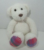 Gymboree vintage plush toy teddy bear cream off white pink plaid paws USED - $49.49