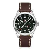Luminox P38 Lightning Watch Pilot GMT 2 Time Zone Leather XA.9521 w Original Box - $426.80