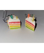 Citrus Layer Cake Earrings Silver Wire Citrus Fruit Lemon Lime Orange - $8.75