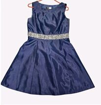 Nine West Navy Sleeveless Rhinestone Embellished Fit &amp; Flare Dress Size 10 - $17.35