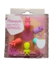 Nod Pineapple Rim Wine Glass Markers Party Silicon Set Of 6  Women Owned - £6.15 GBP