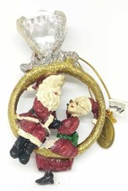 Katherine&#39;s Collection Mr. and Mrs. Claus in Ring Ornament 4 inches (Gold) - £13.08 GBP