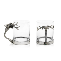 Silver Stag Deer Glass Mug - $747.17 MXN