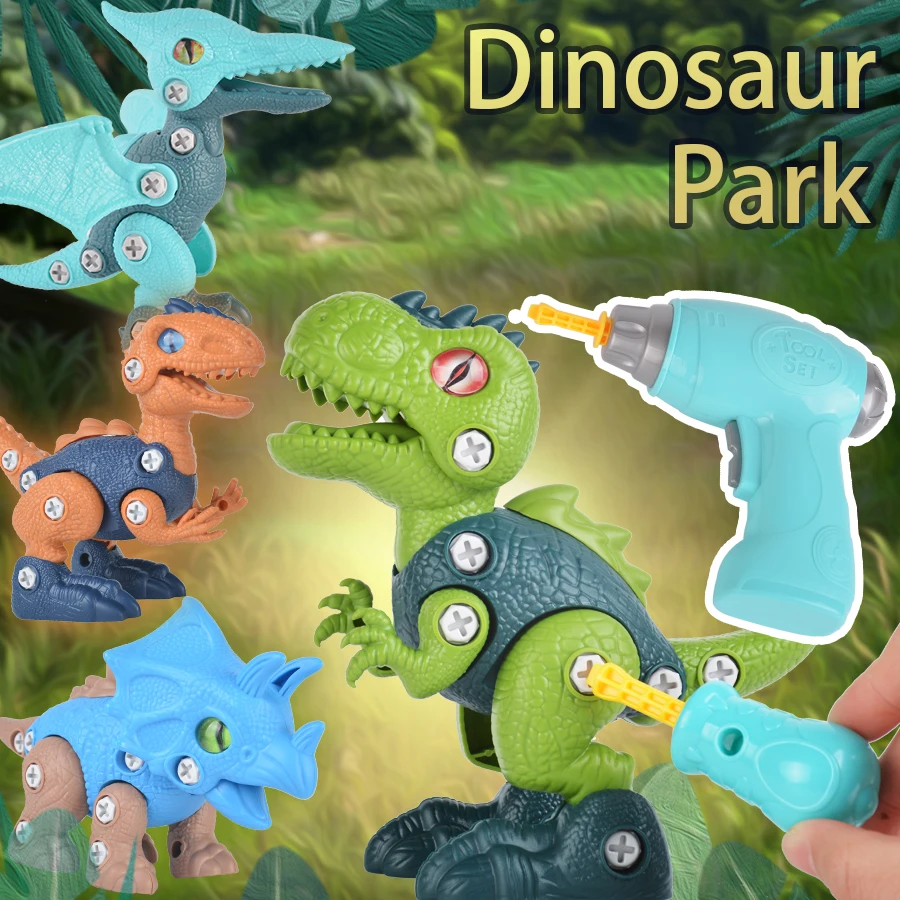 Dinosaur Toy Jurassic Park Action Figure Toy Nut Disassembly Dinosaur 3D Eyes - £14.52 GBP+