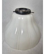 Antique Milk Glass Ribbed Shade Pendant Hanging Light 5&quot; Tall Globe Whit... - €23,61 EUR