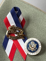 Lot of Goldtone God Bless America w Red White &amp; Blue Ribbon &amp; Great Seal of US - £10.31 GBP