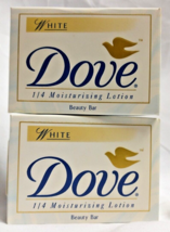 2 Dove White Beauty Bar Soap 1/4 Moisturizing Lotion 3.5 Oz Late 90&#39;S Vintage - £14.39 GBP