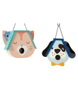 Pet Head Bird House Hanging Chain Entry at Mouth Dog or Cat 8.66&quot; High Wood - £47.80 GBP