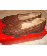 Diana Ferrari 8.5 M Brown woven leather Flat Shoes EUC - £12.78 GBP