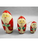 3 Nesting Santa Hand Painted Wood Christmas Ornament Matryoshka Doll Figurine