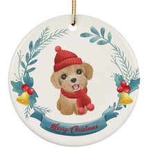 Cute Baby Poodle Dog Lover Merry Christmas Wreath Ornament Gifts Tree Decor - £11.83 GBP