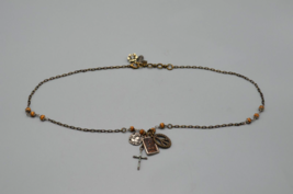 Lucky Brand Chain Pendant 28&quot; Necklace Cross Peace Sign Flowers Copper P... - $19.24