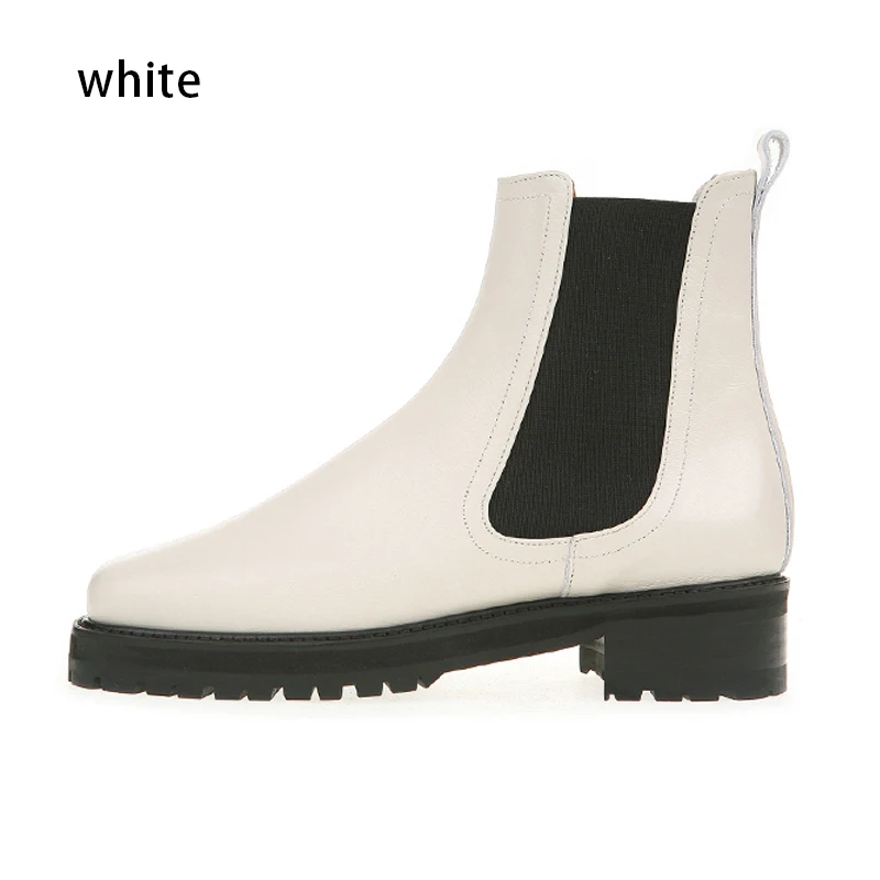 Leather Thick Bottom Chelsea Boots Women British Slip on Short Knight Boots Runw - $138.03