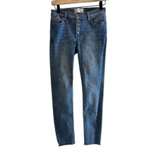 Free People Button Fly Skinny Jeans Blue Solid Stretch Size 27 - £15.98 GBP