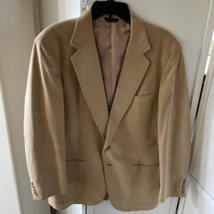 Men Two Button Blazer Beige Lined Sport coat blazer Suede 40R - $34.99