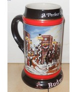1992 Budweiser Holiday Beer Stein &quot; A Perfect Christmas&quot; Mug By Susan Sa... - €21,73 EUR
