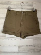 Pacsun Mom Shorts Womens 29 Green Mid Rise Summer Cotton Slash Pockets Denim - £14.93 GBP