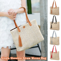 Women Boho Woven Handbag Summer Beach Tote Straw Bag Rattan Bag Shoulder... - £13.97 GBP