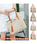 Women Boho Woven Handbag Summer Beach Tote Straw Bag Rattan Bag Shoulder... - £13.93 GBP
