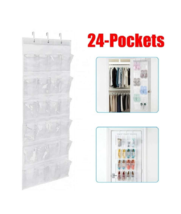 24 Pockets The Door Shoe Organizer Rack Hanging Storage Hanger Closet with Hooks - £8.50 GBP