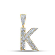 10kt Two-tone Gold Mens Round Diamond Initial K Letter Charm Pendant 7/8 Cttw - £717.01 GBP