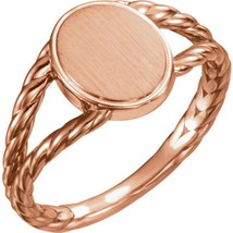 Authenticity Guarantee 
14k Rose Gold Rope Design Oval Signet Ring - £584.14 GBP+