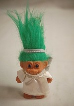 3-1/2&quot; Russ Troll Doll Christmas Xmas Angel Hanging Tree Ornament w Green Hair - £10.05 GBP
