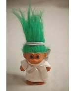 3-1/2&quot; Russ Troll Doll Christmas Xmas Angel Hanging Tree Ornament w Gree... - £10.11 GBP