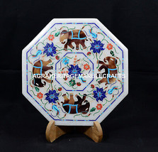 8&quot; Marble Dish Plate/Tiles Elephant Art Mosaic Rare Inlay Kitchen Decor ... - £155.27 GBP