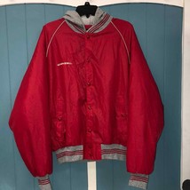 Vtg NEVADA BELL Pro Fit King Louie Bomber Jacket red Satin Men&#39;s Size XL - £55.60 GBP
