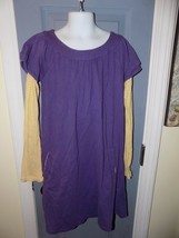 Mini Boden Purple Layered Tunic Dress Yellow Striped Sleeves Size 9/10Y EUC - $21.46