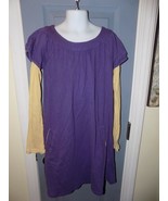 Mini Boden Purple Layered Tunic Dress Yellow Striped Sleeves Size 9/10Y EUC - £16.77 GBP