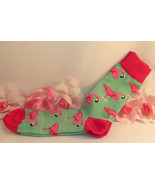 Womens Novelty Mid Calf Socks Pink Flamingos Large Sock Size 10-11.5 - $11.99
