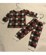 Vtg Fuyimei Infant Girl Boy 18-24M (sz 90) Red &amp; Black Checkered 2 Pc Lo... - $19.80 CAD