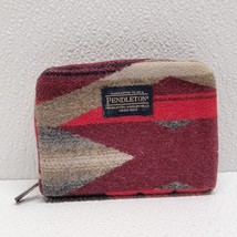 Pendleton Card Wallet Wool Southwest Aztec Tribal Red Brown Black Zip Ar... - $24.65