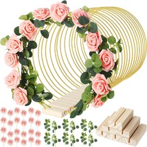 15 Pcs Metal Floral Centerpiece Table Decorations Hoop Centerpiece With Stand Go - £52.07 GBP