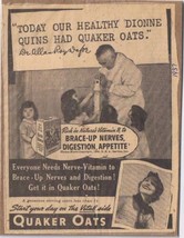 Vintage Print Ad 1937 Quaker Oats Dionne Quintuplets Dr DaFoe 5 1/2" x 4" - $3.63