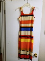 Derek Heart Juniors Coral Multicolor Stripes Sleeveless Summer Dress M 333 - £11.98 GBP
